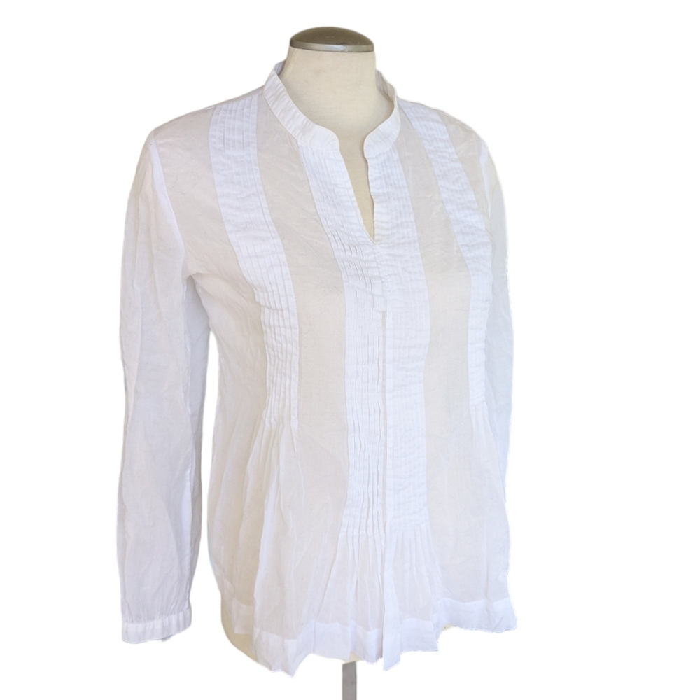 Talbot's White Cotton Blouse Light & Airy Sheer size M Petite